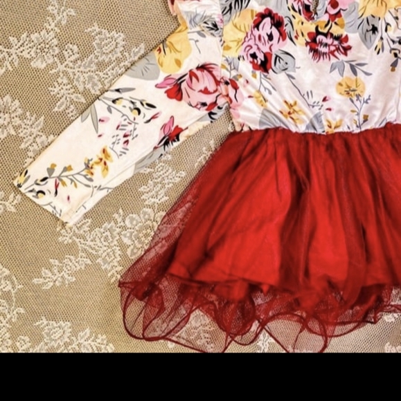 Burgundy Fall Long Sleeve Thanksgiving Dress Girl Outfit Clothes Dress - Picture 11 of 11